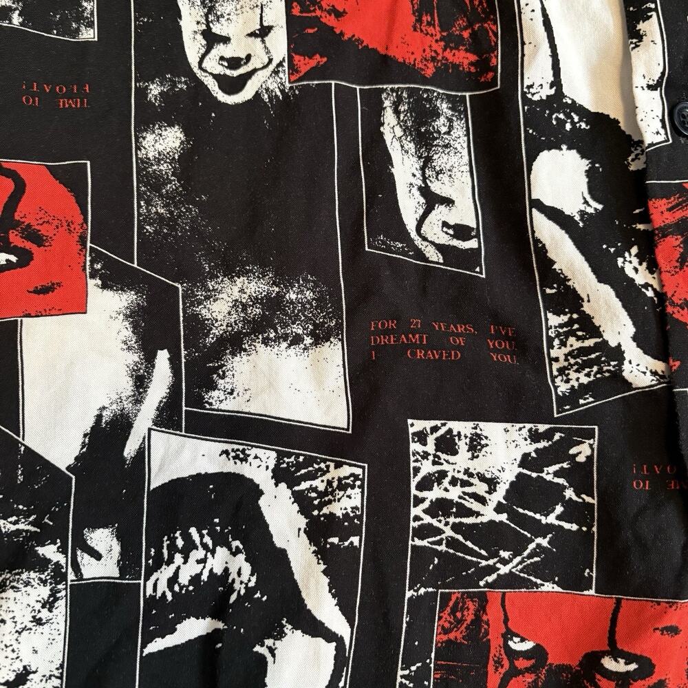 IT shirt PENNYWISE, THE CLOWN men’s large Shirt Short Sleeve button Up - Picture 5 of 8